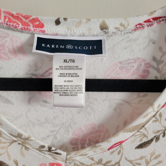 XL KAREN SCOTT V NECK LONG SLEEVE TSHIRT - Picture 3 of 3